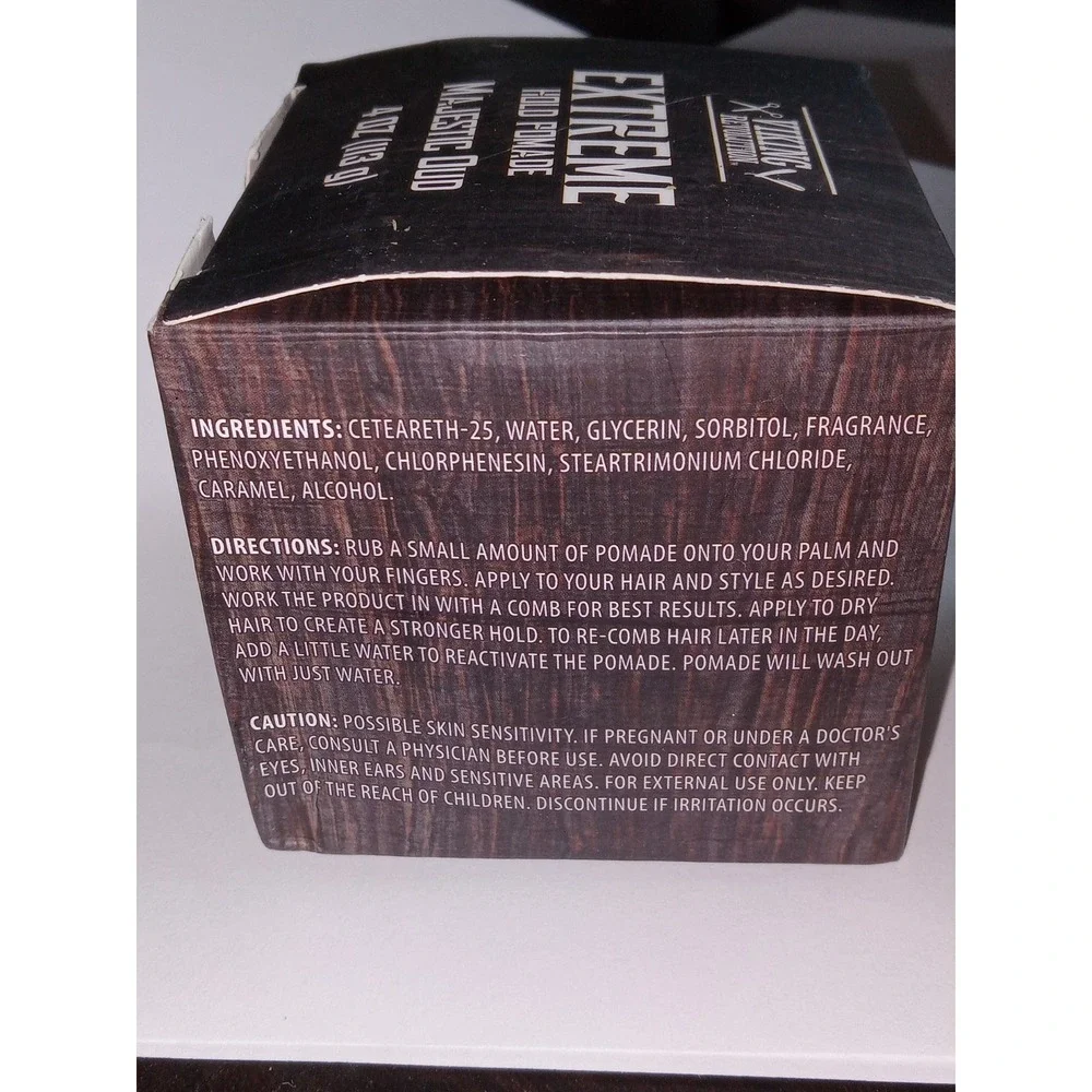 Extreme Hold Spiced Vanilla Hair Pomade for Men -Water Based, High Shine 4oz NIB